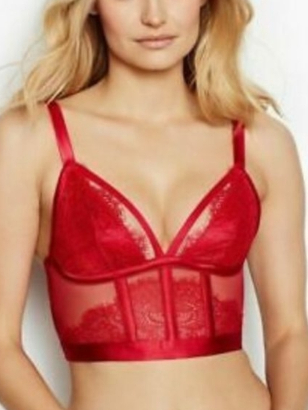 Like New! Victoria's Secret Corset Bralette Strappy Mesh Sheer Lace Sexy Love